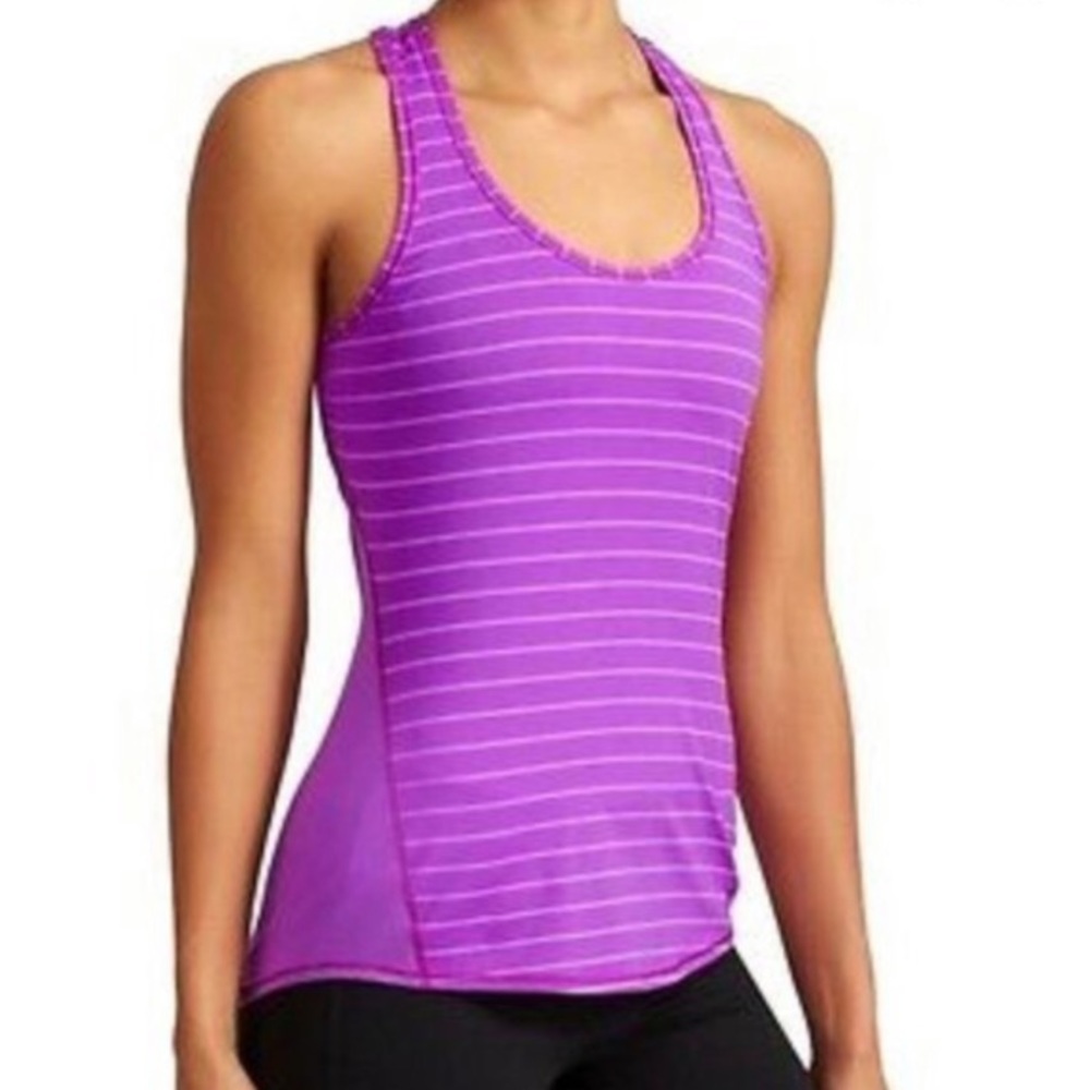 Athleta Purple Racerback Jazzy Stripe Chi Tank Top